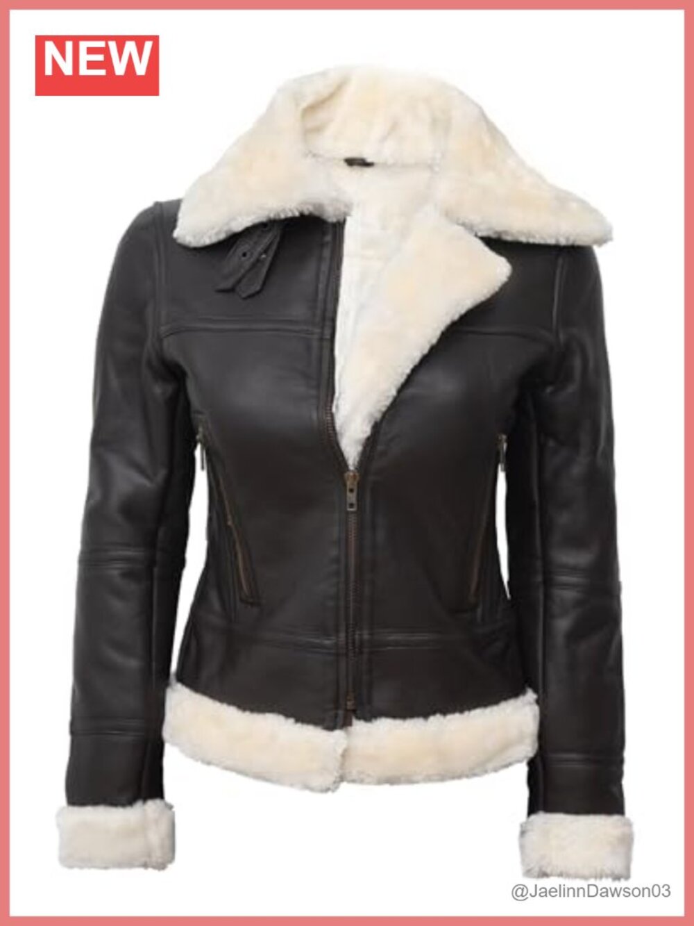Genuine Lambskin Leather Jacket Women Sherpa Lined Shearling Aviator Coat